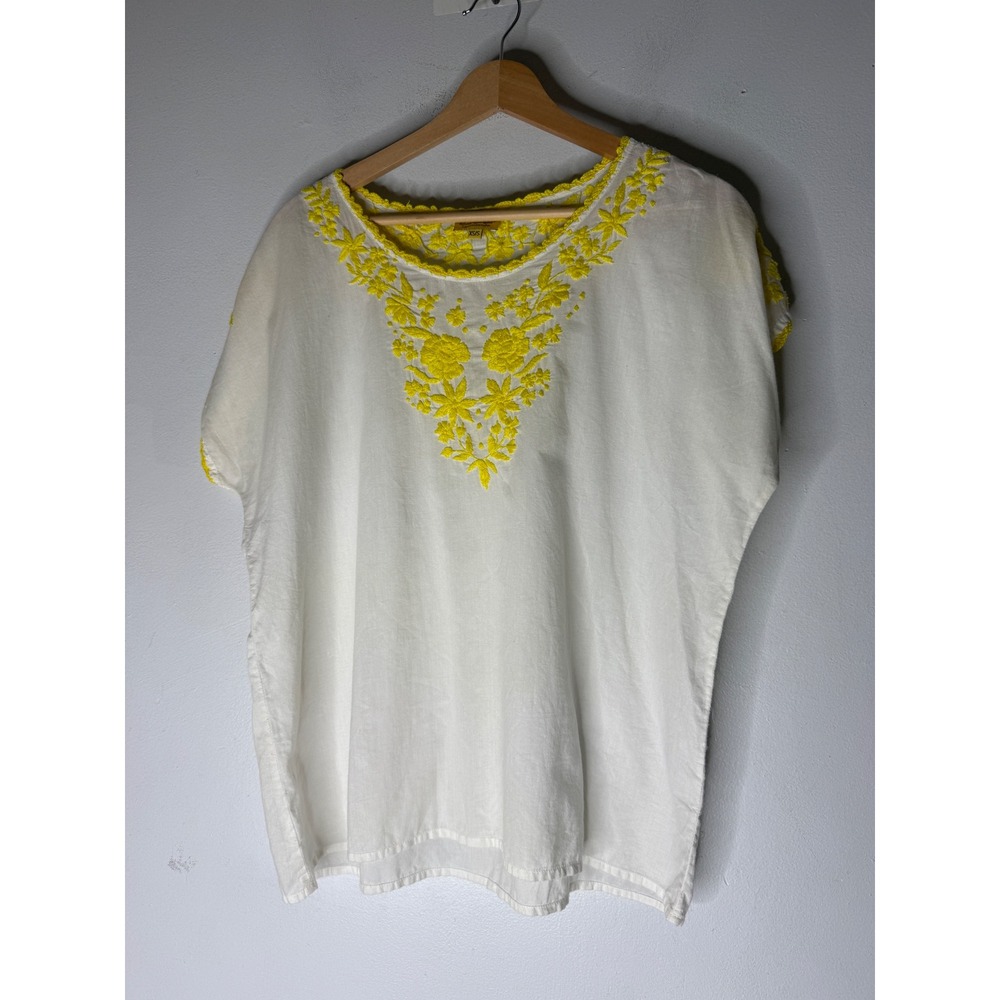 Roberta Roller Rabbit White Cotton Yellow Floral Embroidered Blouse XS/S